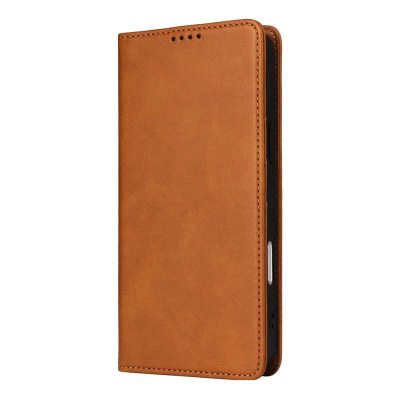 Voor iPhone 15 Pro hoesje RFID-blokkering telefoon lederen cover met magnetische sluiting - Bruin