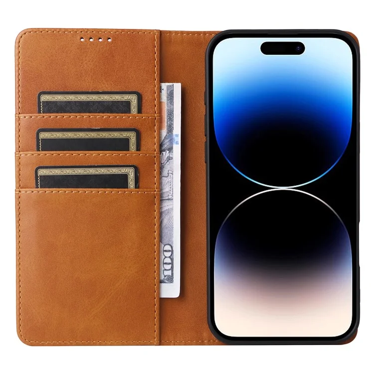 Чехол-бумажник для iPhone 14 Pro Max с защитой от RFID, из искусственной кожи - коричневый