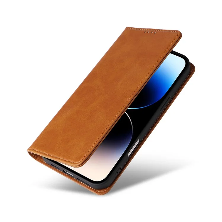 Чехол-бумажник для iPhone 14 Pro Max с защитой от RFID, из искусственной кожи - коричневый