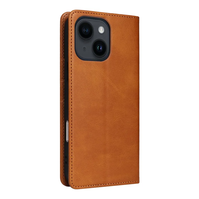 For iPhone 14 / 13 Case RFID Blocking PU Leather Phone Wallet Cover - Brown