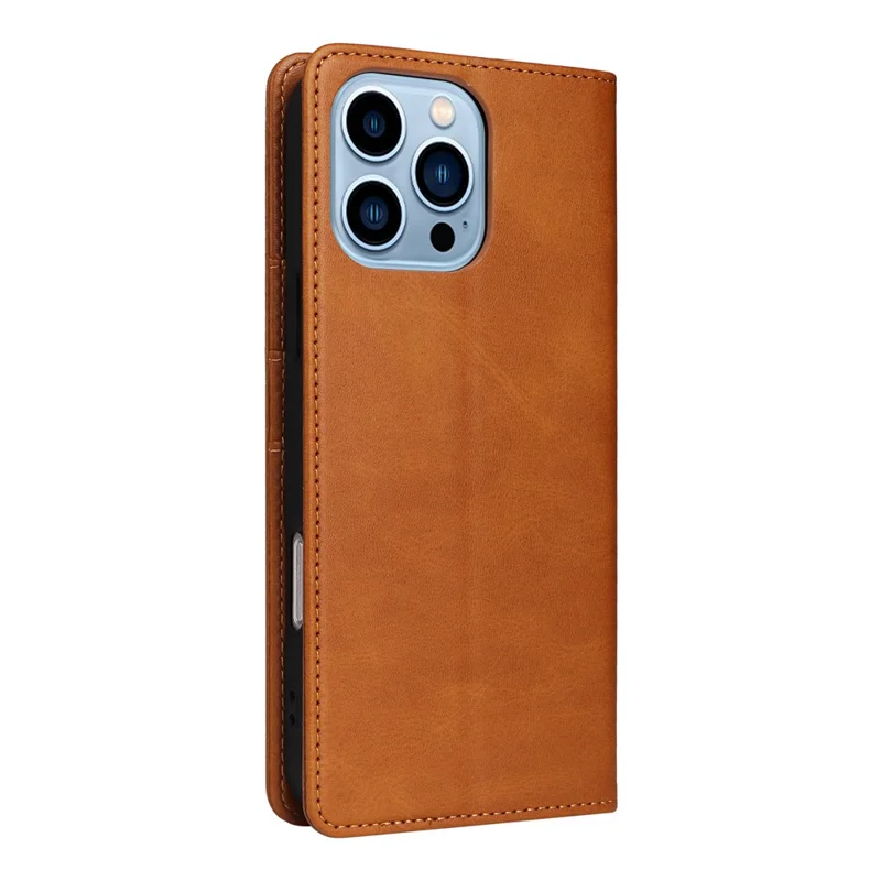 Étui en cuir pour iPhone 13 Pro Max avec blocage RFID, fermeture magnétique - Marron