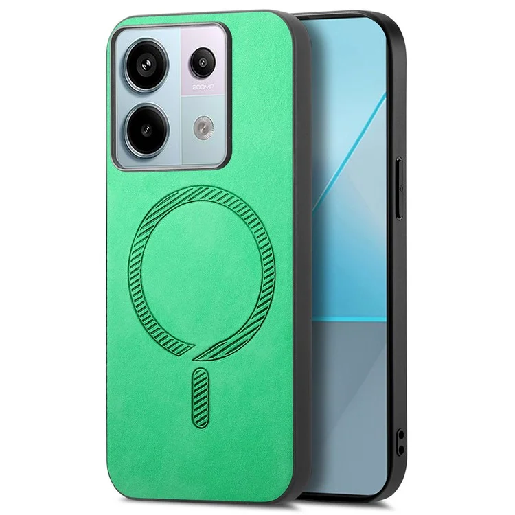 B1 For Xiaomi Poco X6 5G / Redmi Note 13 Pro 5G Leather Back Case Compatible with MagSafe Skin-Touch Phone Cover - Green