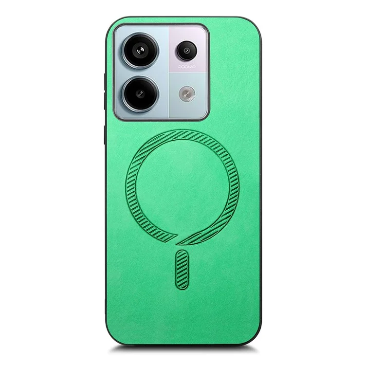 B1 For Xiaomi Poco X6 5G / Redmi Note 13 Pro 5G Leather Back Case Compatible with MagSafe Skin-Touch Phone Cover - Green