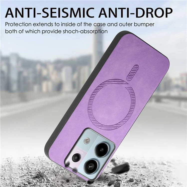 B1 For Xiaomi Poco X6 5G / Redmi Note 13 Pro 5G Leather Back Case Compatible with MagSafe Skin-Touch Phone Cover - Green
