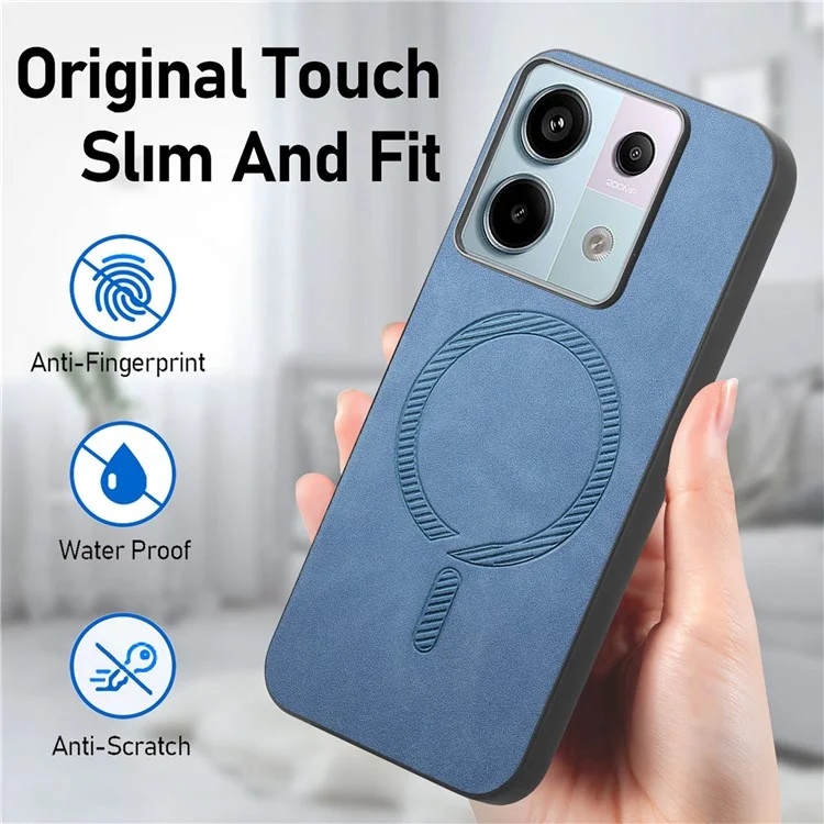 B1 For Xiaomi Poco X6 5G / Redmi Note 13 Pro 5G Leather Back Case Compatible with MagSafe Skin-Touch Phone Cover - Green