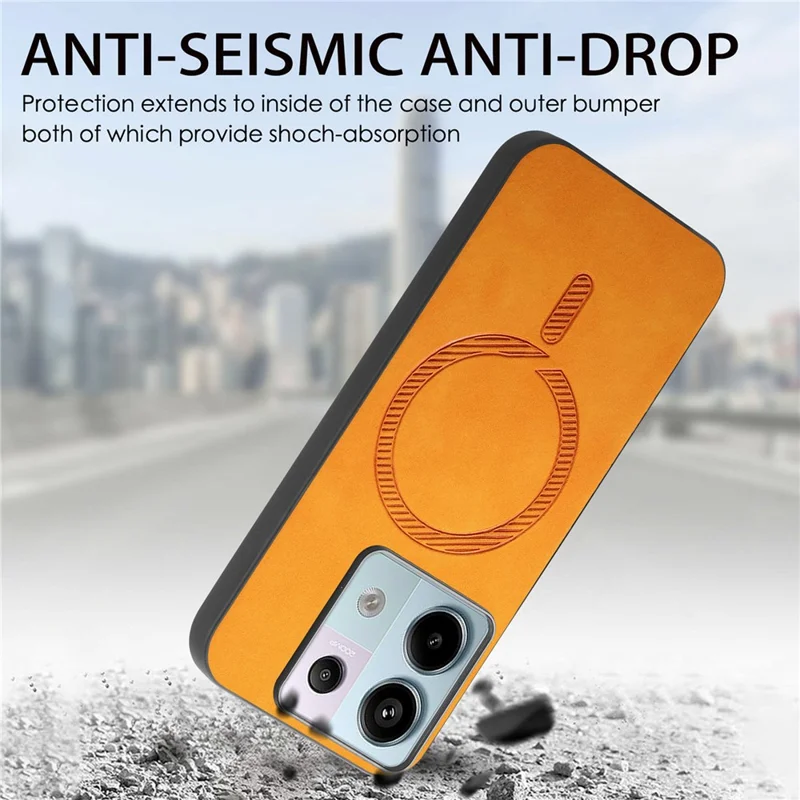 B1 til Xiaomi Poco X6 5G / Redmi Note 13 Pro 5G Læderbagside Case Kompatibel med MagSafe Hud-berøringsdæksel - Sort