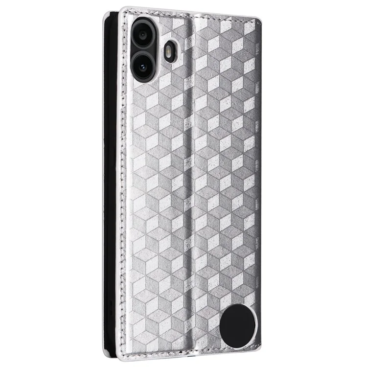 Чехол для телефона For Nothing CMF Phone 1 Leather Case Rhombus Imprint Wallet Stand - серебристый