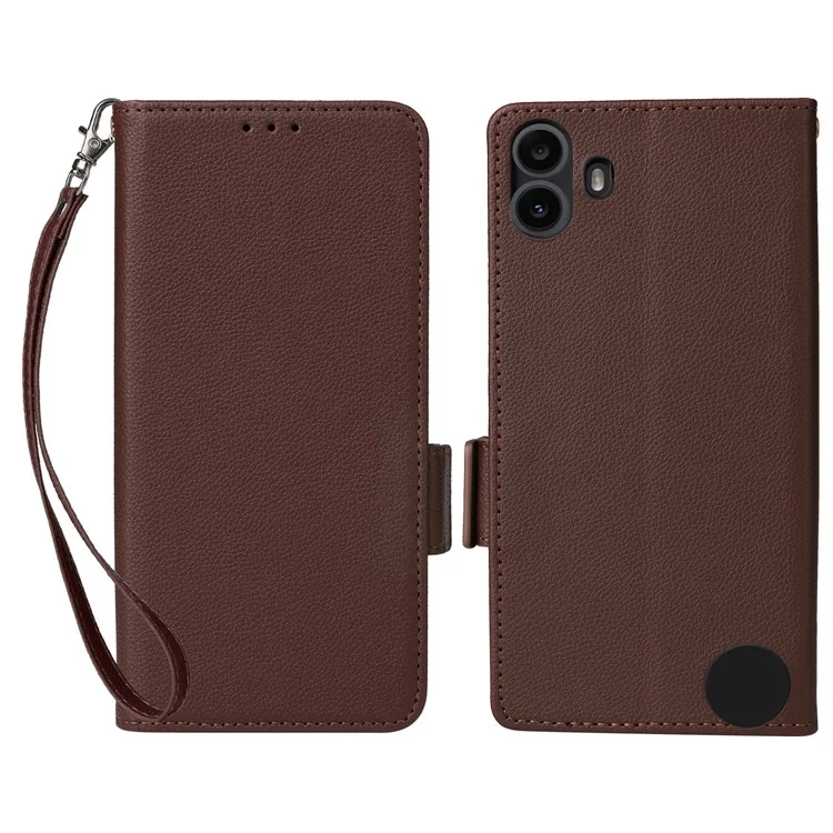 Para Nada CMF Phone 1 Case Litchi Texture Wallet PU Leather Phone Cover - Marrón