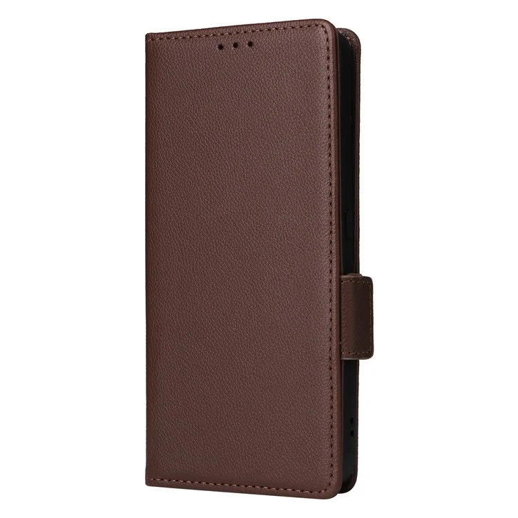 Para Nada CMF Phone 1 Case Litchi Texture Wallet PU Leather Phone Cover - Marrón