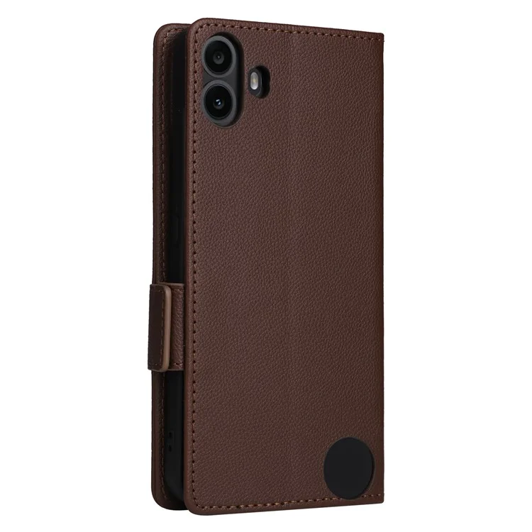 Para Nada CMF Phone 1 Case Litchi Texture Wallet PU Leather Phone Cover - Marrón