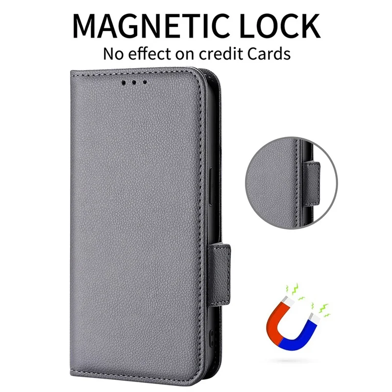 For Nothing CMF Phone 1 Case with Wrist Strap Litchi Texture PU Leather Wallet Phone Cover - Grey
