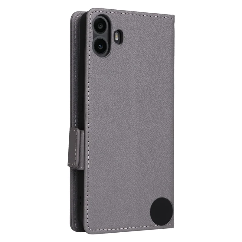 For Nothing CMF Phone 1 Case with Wrist Strap Litchi Texture PU Leather Wallet Phone Cover - Grey