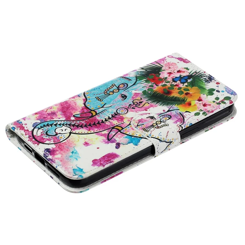 For HMD Pulse / Pulse+ Case Pattern Leather Phone Cover with Card Holder - Flower Elephant