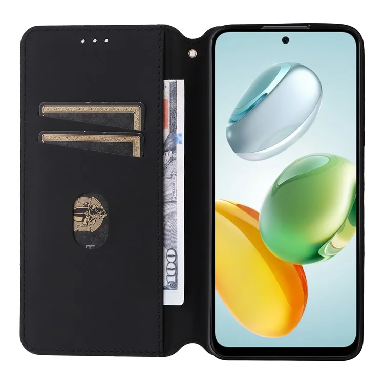 For Honor X7c 4G / 200 Smart 5G / Play 60 Plus 5G / Play 9T Case Rhombus Imprint PU Leather Phone Wallet Cover - Black
