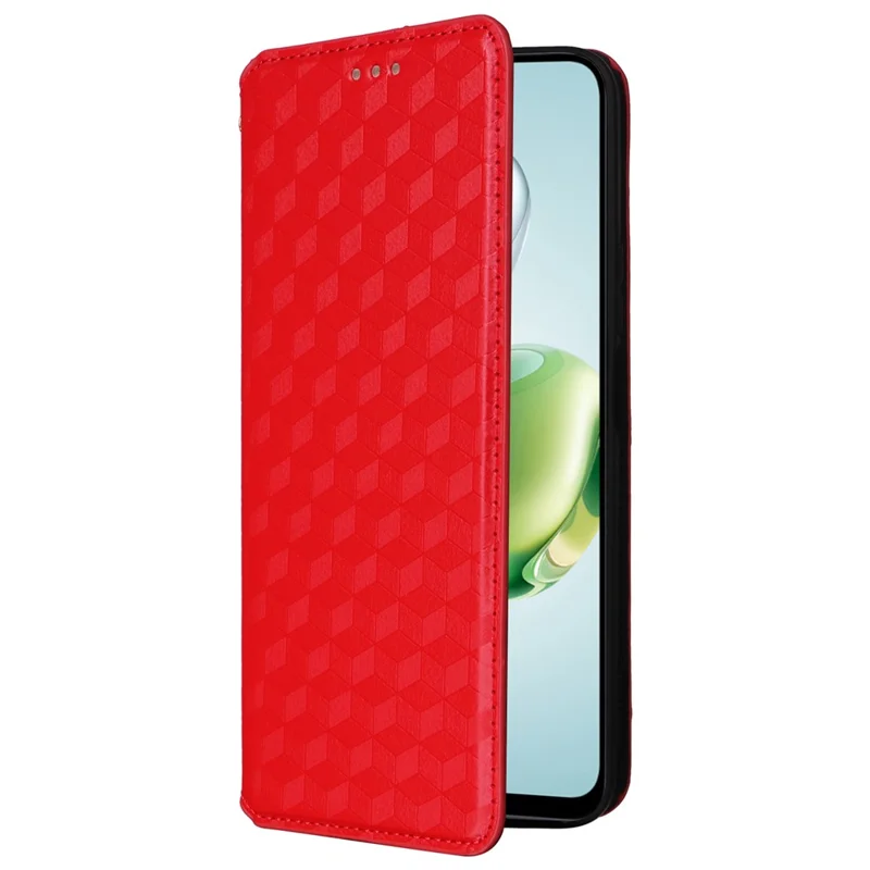 For Honor X7c 5G / X7c 4G / 200 Smart 5G / Play 60 Plus 5G / Play 9T Case Rhombus Imprint PU Leather Phone Wallet Cover - Red