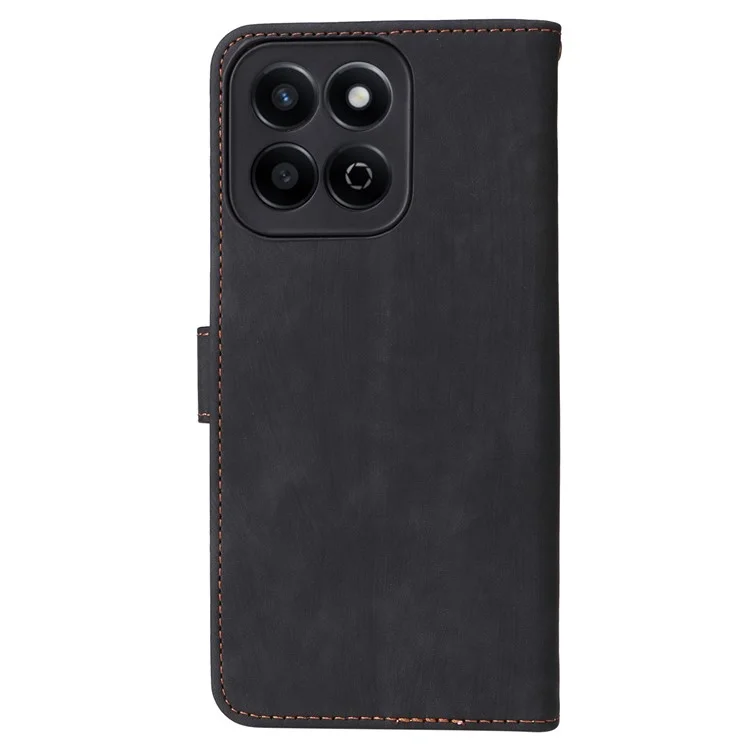 For Honor X7c 4G / 200 Smart 5G / Play 60 Plus 5G / Play 9T Case RFID Blocking Phone Leather Cover with Hand Strap - Black