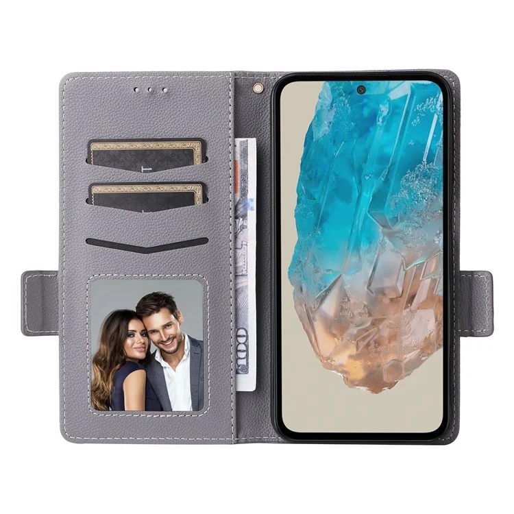 Für Samsung Galaxy M35 5G Case PU-Leder-Brieftasche Stand View Phone Cover - Grau