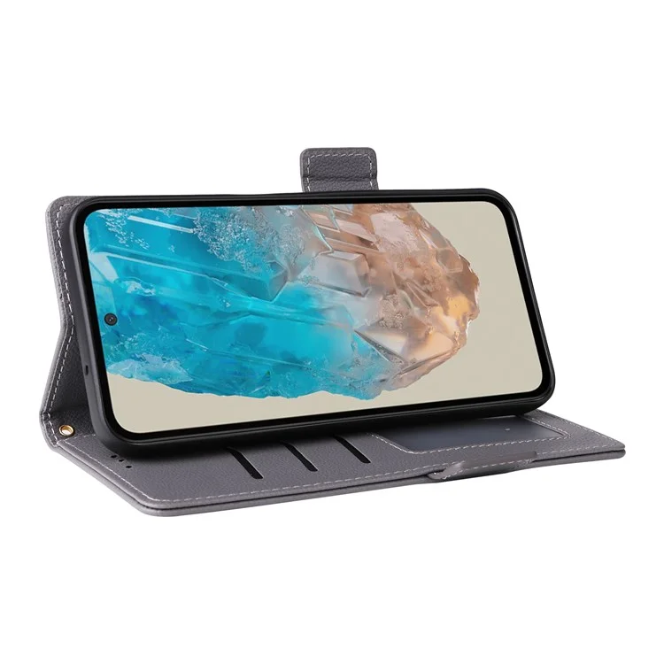 Für Samsung Galaxy M35 5G Case PU-Leder-Brieftasche Stand View Phone Cover - Grau