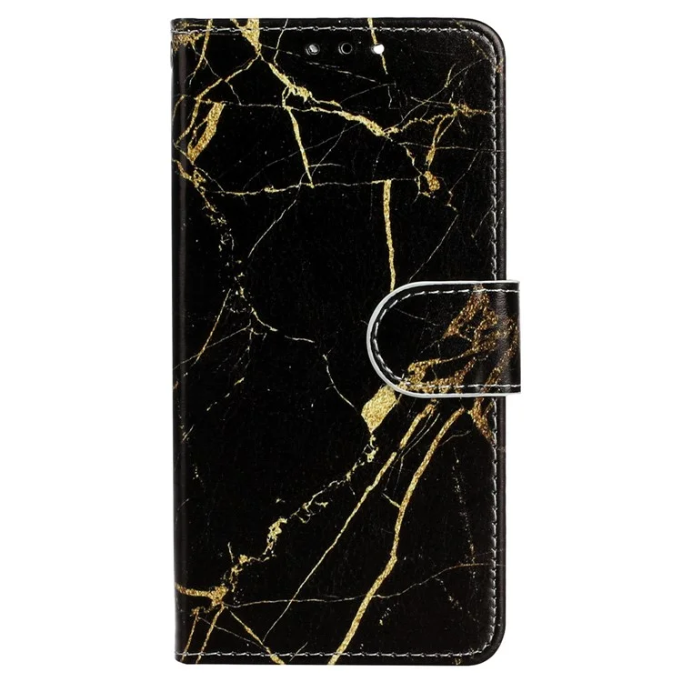 Pour HMD Pulse / Pulse+ Étui antichoc Motif en cuir PU Flip Phone Cover - Marbre noir et or