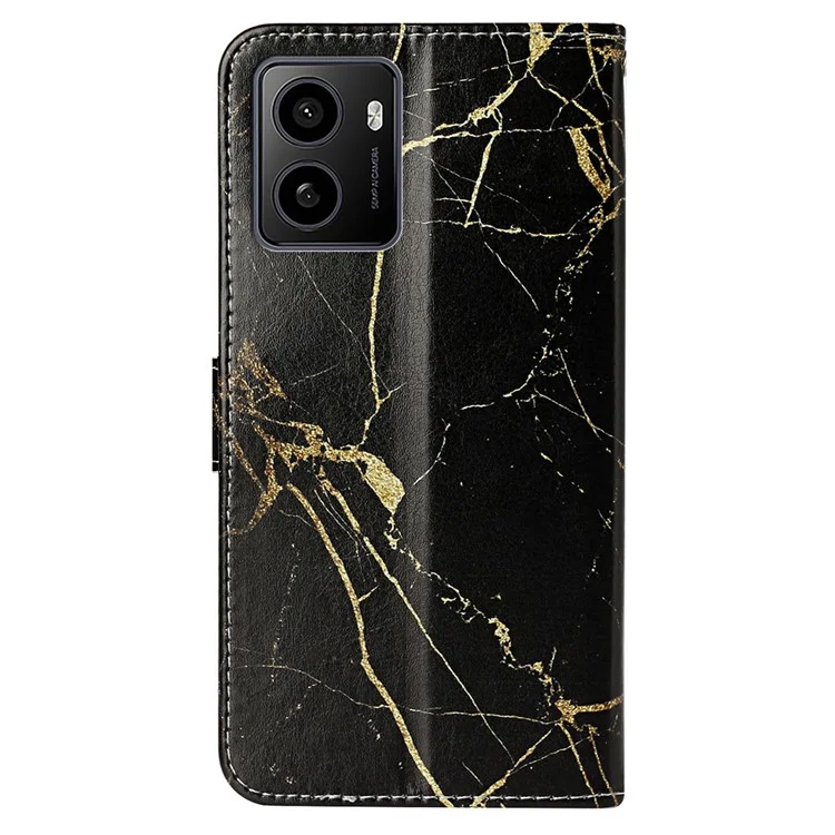 Pour HMD Pulse / Pulse+ Étui antichoc Motif en cuir PU Flip Phone Cover - Marbre noir et or