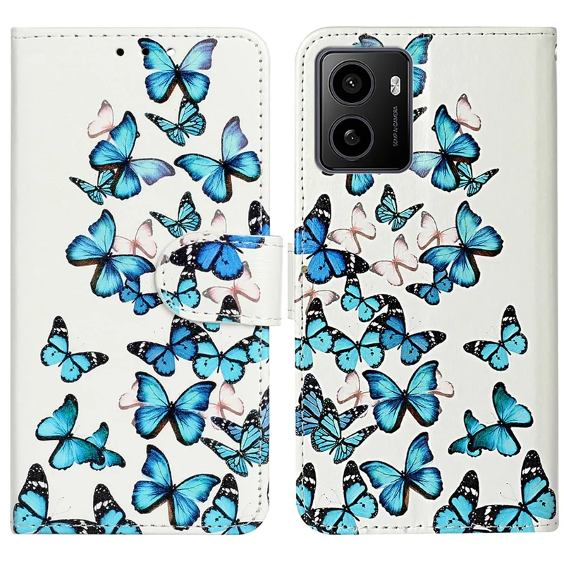 For HMD Pulse / Pulse+ Shockproof Case Pattern PU Leather Flip Phone Cover - Blue Butterfly