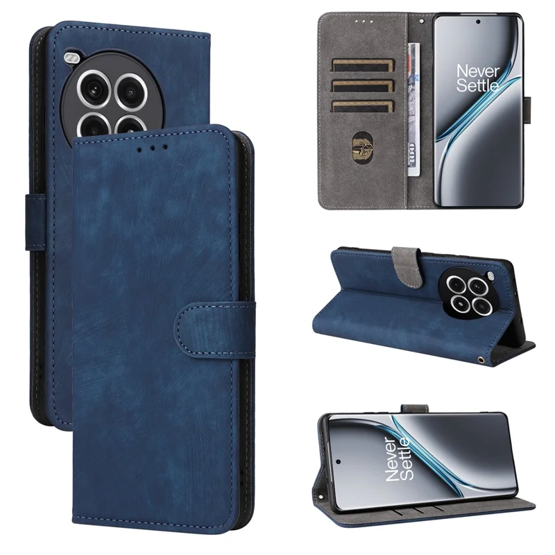 For OnePlus Ace 3 Pro 5G Case RFID Blocking Wallet Stand Leather Phone Cover - Blue
