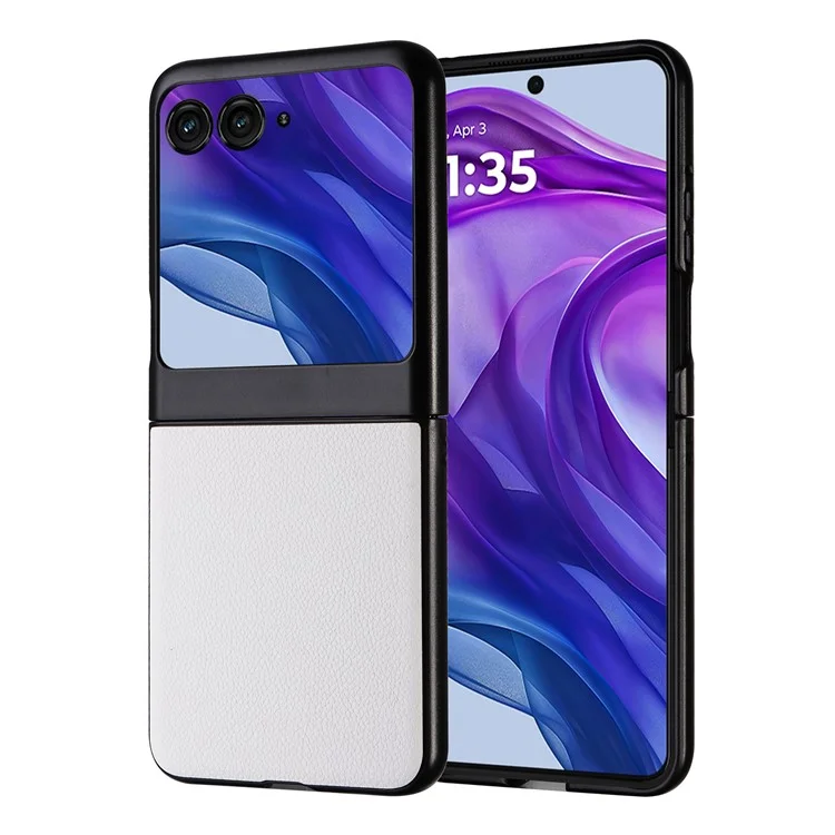 Для Motorola Razr 50 5G Чехол Anti-Drop Litchi Texture PU+Hard PC Phone Cover - Белый