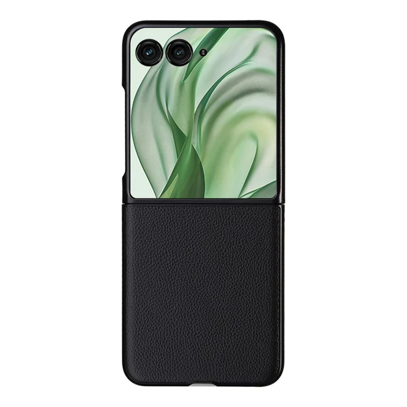 Per Motorola Razr 50 Ultra 5G Case Litchi Texture Leather+Hard PC Phone Cover - Nero