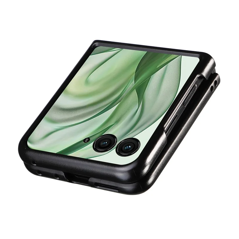 Per Motorola Razr 50 Ultra 5G Case Litchi Texture Leather+Hard PC Phone Cover - Nero