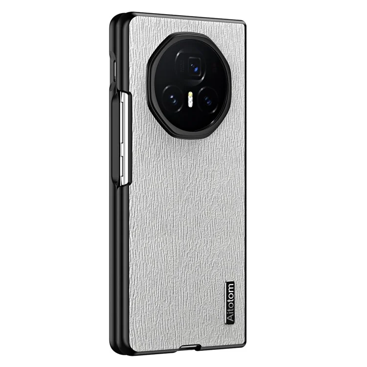 For Honor Magic V3 5G Phone Case Wood Texture PU Leather+PC+TPU Back Cover - Grigio