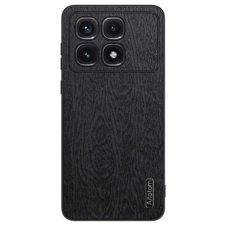 Per Xiaomi Redmi K70 Ultra Case Wood Texture PU+PC+TPU Back Phone Cover - Nero
