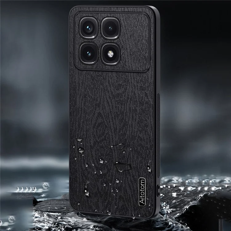 Per Xiaomi Redmi K70 Ultra Case Wood Texture PU+PC+TPU Back Phone Cover - Nero