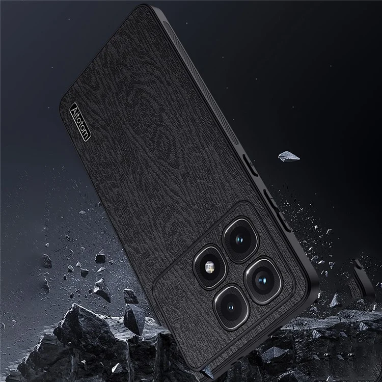 Per Xiaomi Redmi K70 Ultra Case Wood Texture PU+PC+TPU Back Phone Cover - Nero