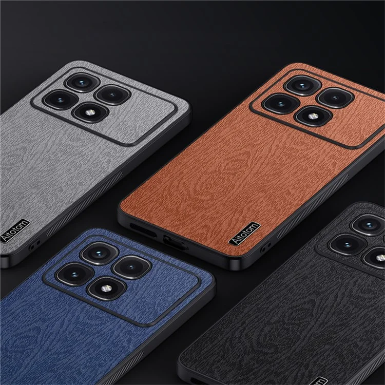 Per Xiaomi Redmi K70 Ultra Case Wood Texture PU+PC+TPU Back Phone Cover - Nero