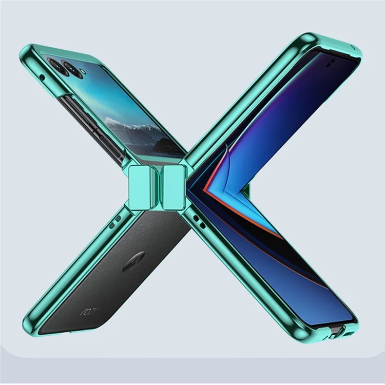 Para Motorola Razr 50 5G Case Electroplating PC Ultra Thin Phone Cover Hinge Protection - Verde