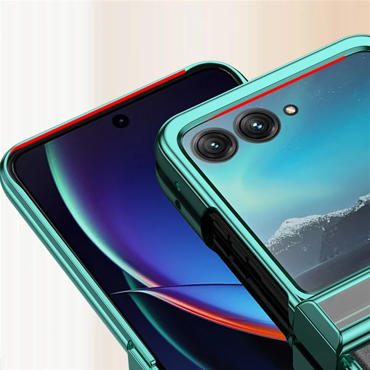 Para Motorola Razr 50 5G Case Electroplating PC Ultra Thin Phone Cover Hinge Protection - Verde