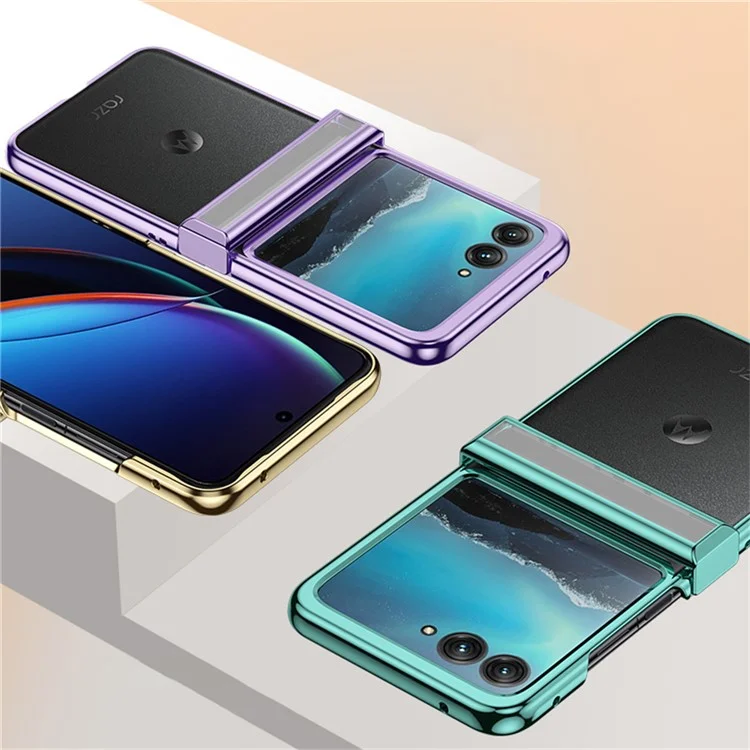 Para Motorola Razr 50 5G Case Electroplating PC Ultra Thin Phone Cover Hinge Protection - Verde