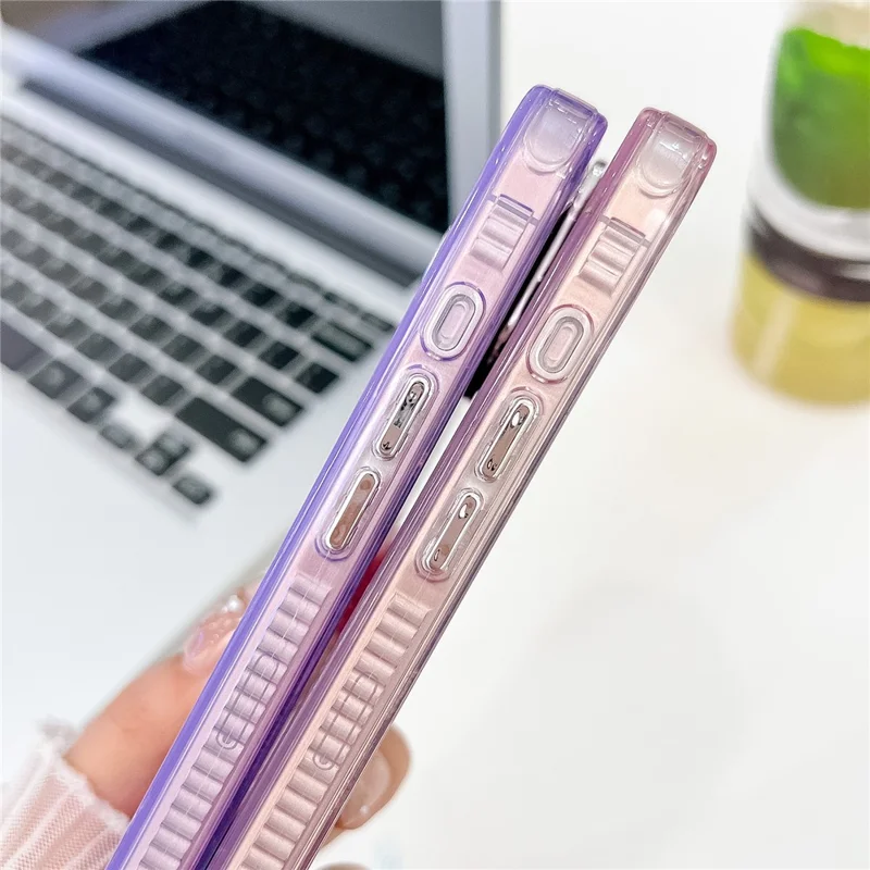 For iPhone 16 Pro Case IMD Design Shockproof PC+TPU Phone Cover with Glass Lens Film - Shell Pattern / Purple