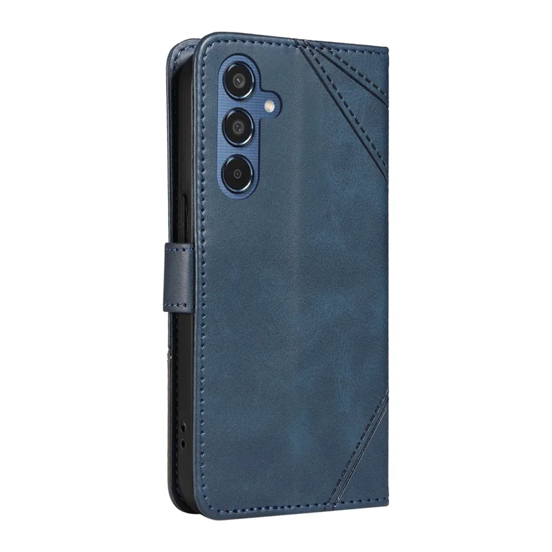 Custodia per Samsung Galaxy M35 5G, con supporto pieghevole, in pelle con motivo geometrico, cover per telefono - Blu