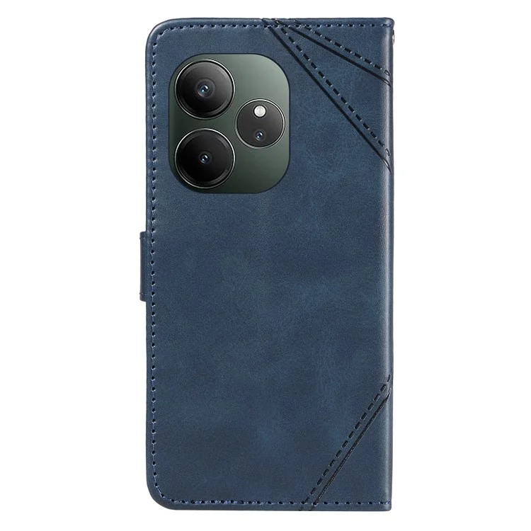 Para Realme GT 6 5G Funda de Cuero Línea Geométrica Funda de Teléfono Soporte para Tarjetas Cierre Magnético - Azul