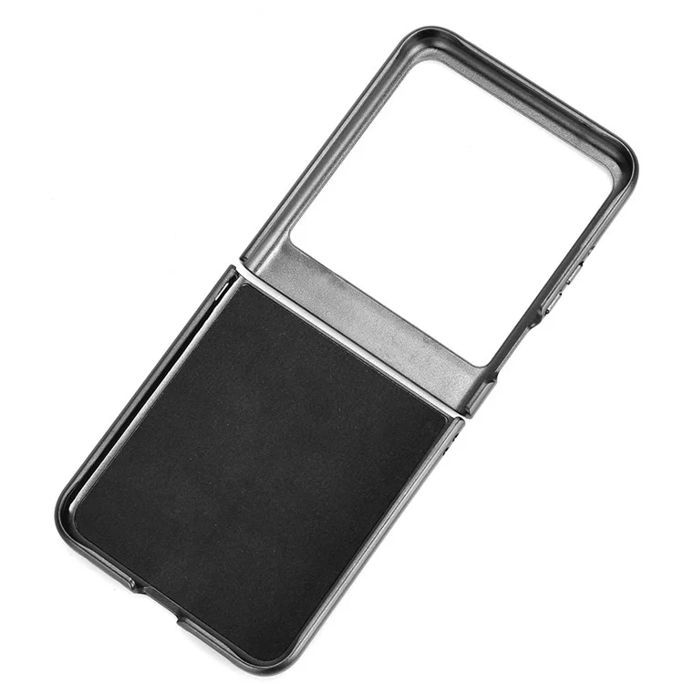 Per Motorola Razr 50 5G Case Litchi Texture PU Leather Coated Hard PC Phone Cover - Nero