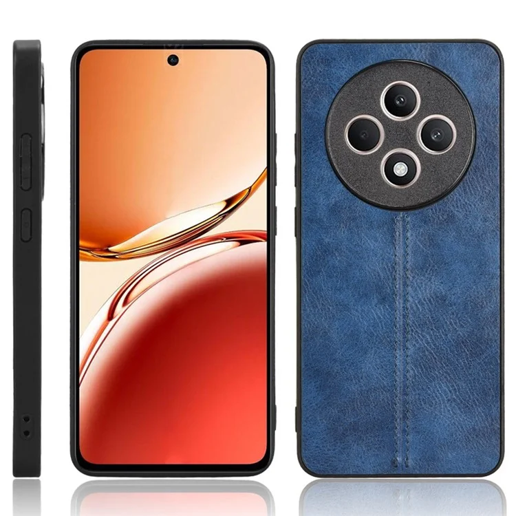 Pour Oppo Reno12 F 4G Étui de téléphone portable Ligne de surpiqûre Cuir PU+PC+TPU Anti-Drop Cover - Bleu