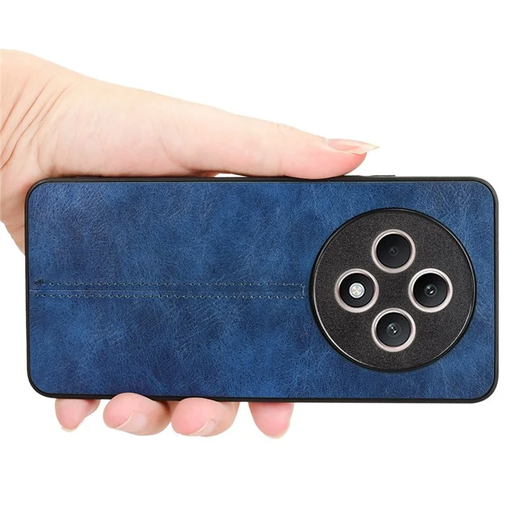 Pour Oppo Reno12 F 4G Étui de téléphone portable Ligne de surpiqûre Cuir PU+PC+TPU Anti-Drop Cover - Bleu