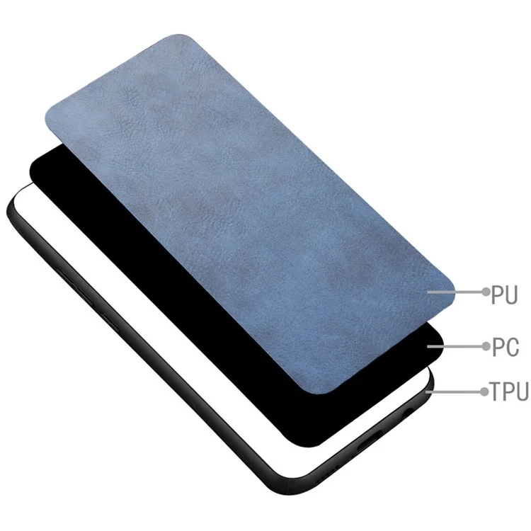 Pour Oppo Reno12 F 4G Étui de téléphone portable Ligne de surpiqûre Cuir PU+PC+TPU Anti-Drop Cover - Bleu