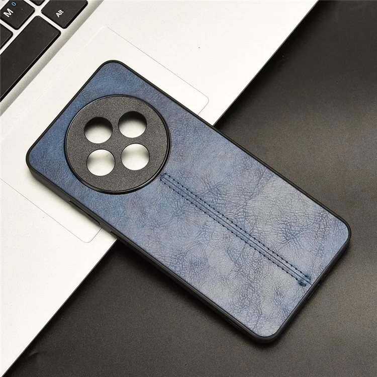 Pour Oppo Reno12 F 4G Étui de téléphone portable Ligne de surpiqûre Cuir PU+PC+TPU Anti-Drop Cover - Bleu