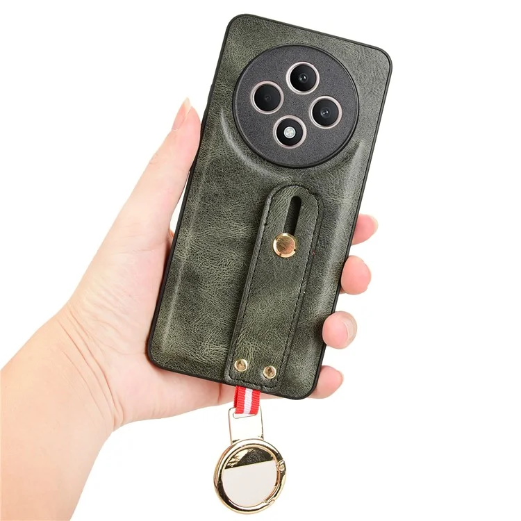 Para Oppo Reno12 F 4G Case Wristband Kickstand Leather+PC+TPU Phone Cover with Bottle Opener - Preto