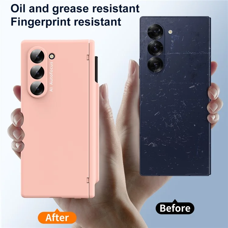 Macaron Series For Samsung Galaxy Z Fold6 5G Case PU Leather+PC Protective Phone Cover with Stylus - Pink