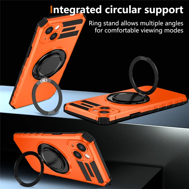 Custodia per iPhone 14 compatibile con MagSafe Rotary Kickstand Anti-Drop TPU+PC Cover per telefono - Arancione