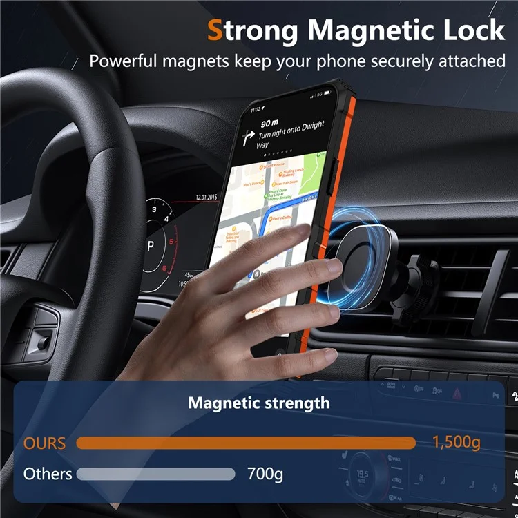 For iPhone 13 Case Compatible with MagSafe Rotary Kickstand Anti-Drop TPU+PC Phone Cover - Orange