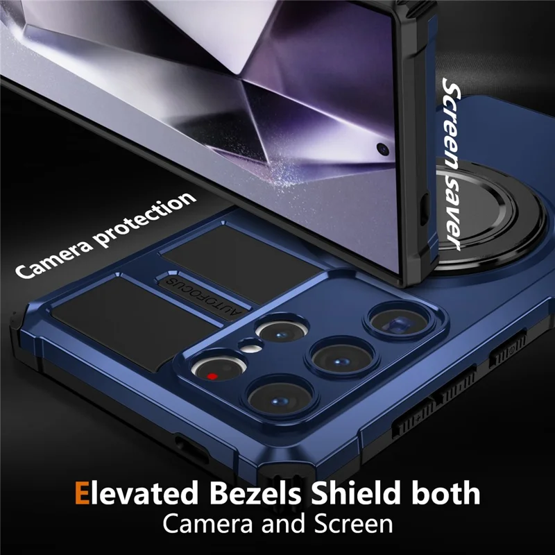 For Samsung Galaxy S24 Ultra Magnetic Case Rotary Kickstand Anti-Drop TPU+PC Phone Cover - Sapphire
